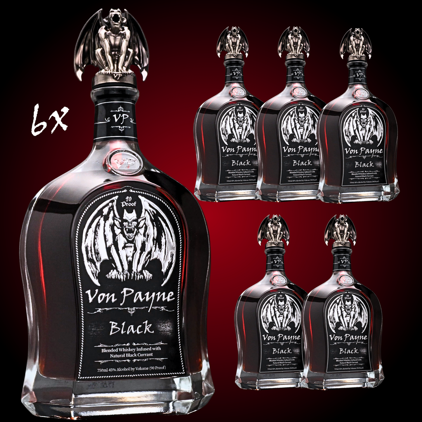 Von Payne Black Blended Whiskey (6) Bottle Bundle