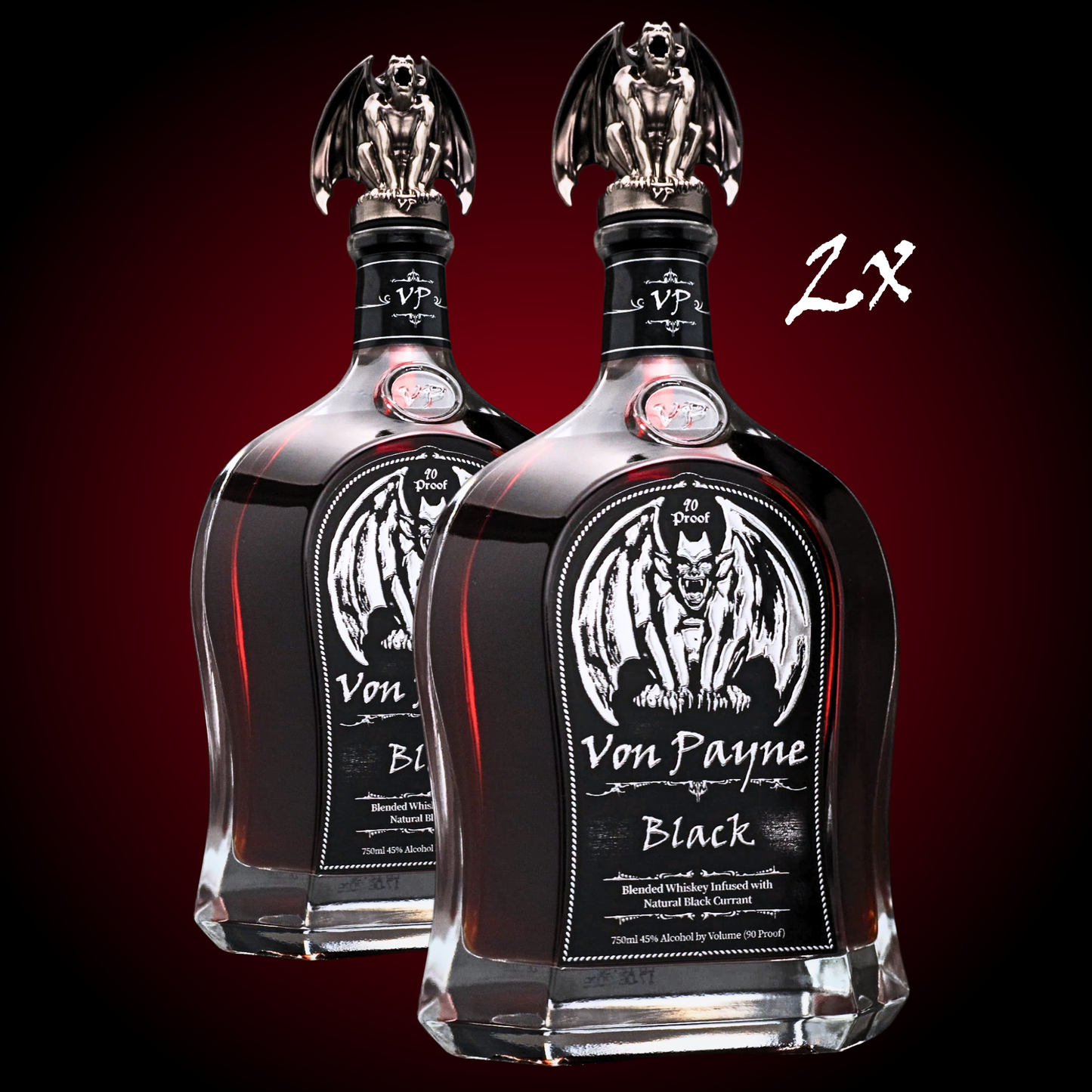 Von Payne Black Blended Whiskey (2) Bottle Bundle