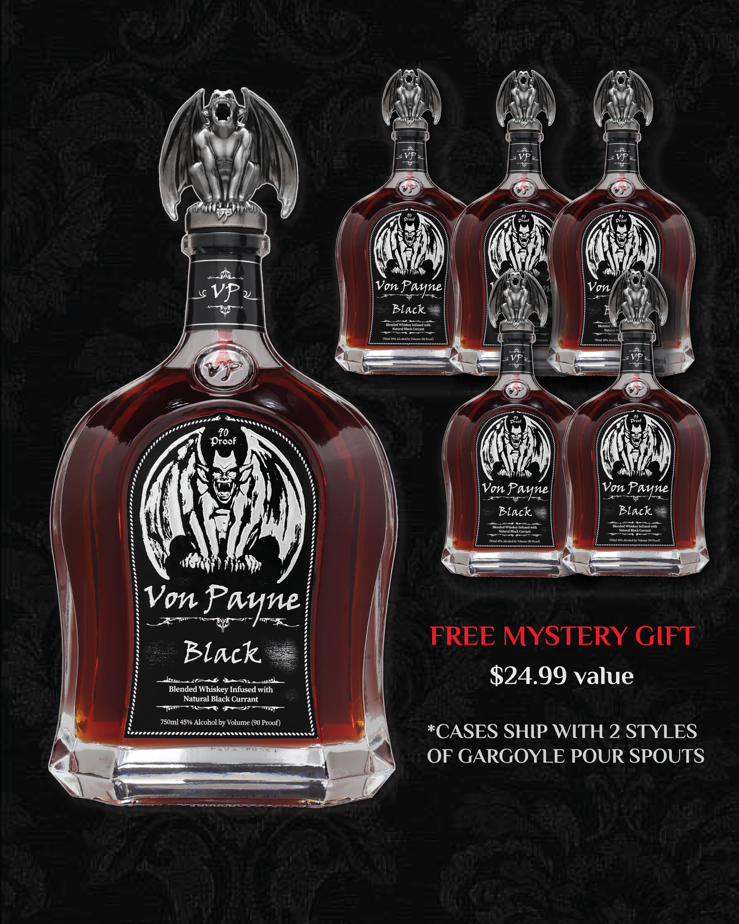 Von Payne Black Blended Whiskey (6) Bottle Bundle